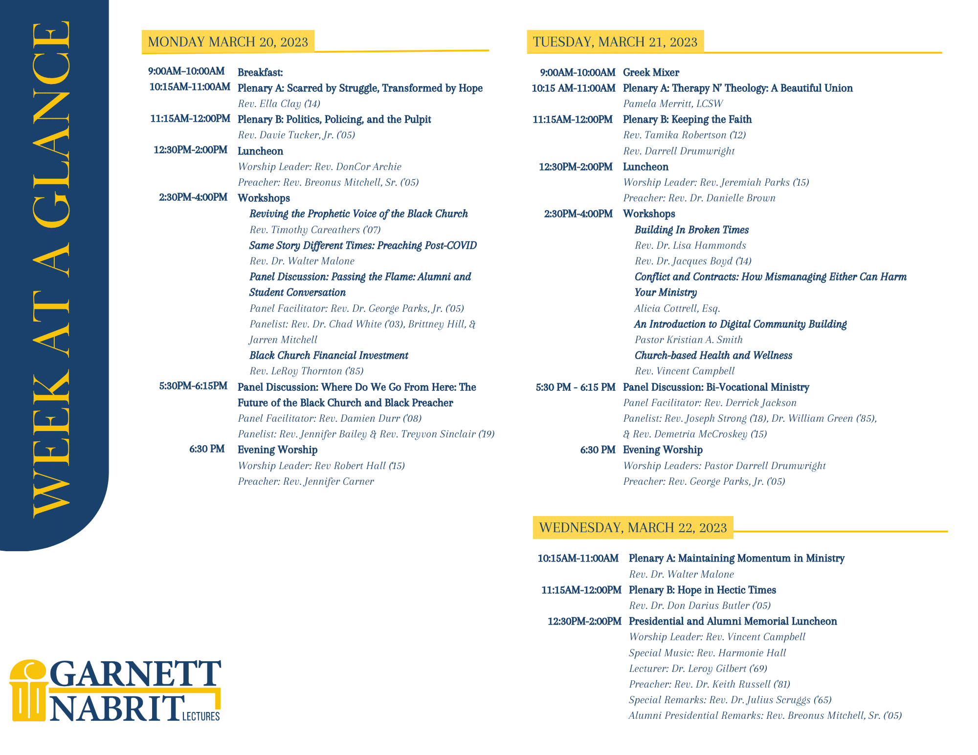 WEEK AT A GLANCE-March 17