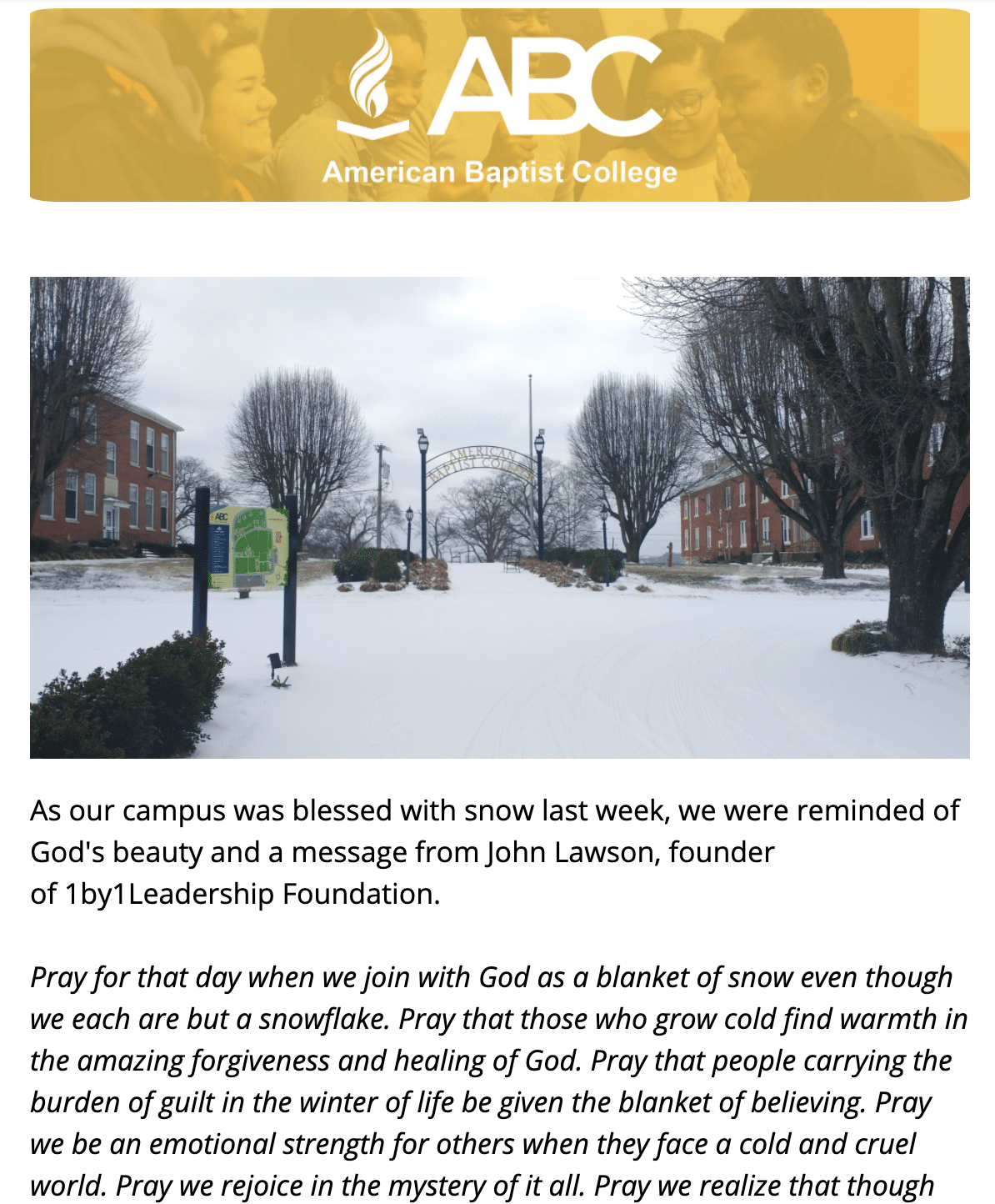 Email Newsletter American Baptist College