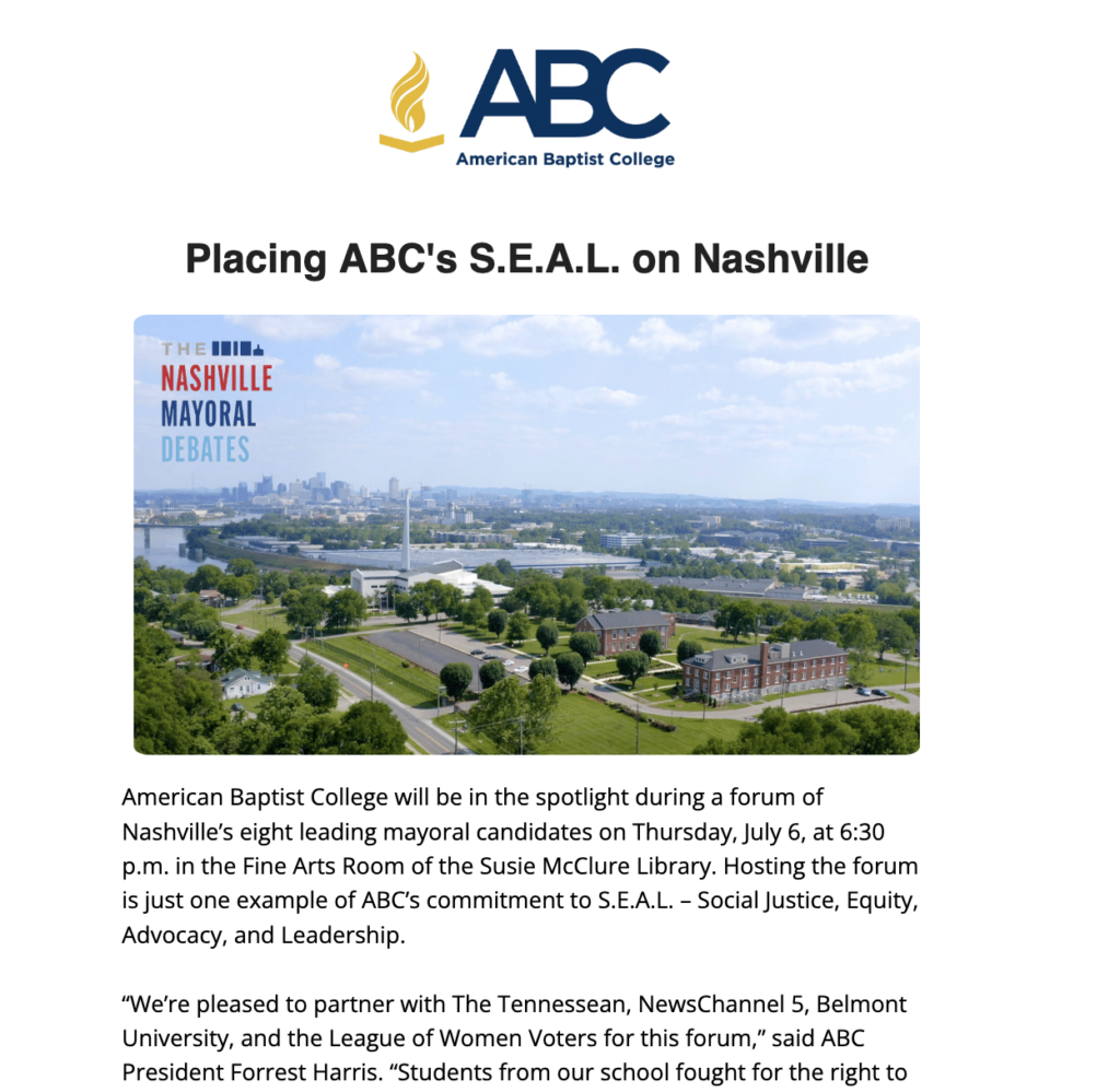 Email Newsletter American Baptist College