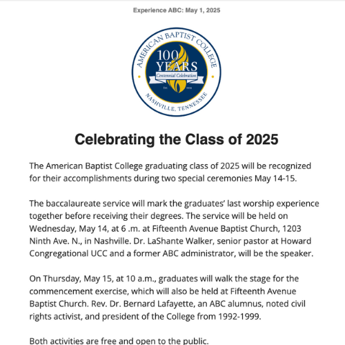 May 1, 2025, abcnashedu