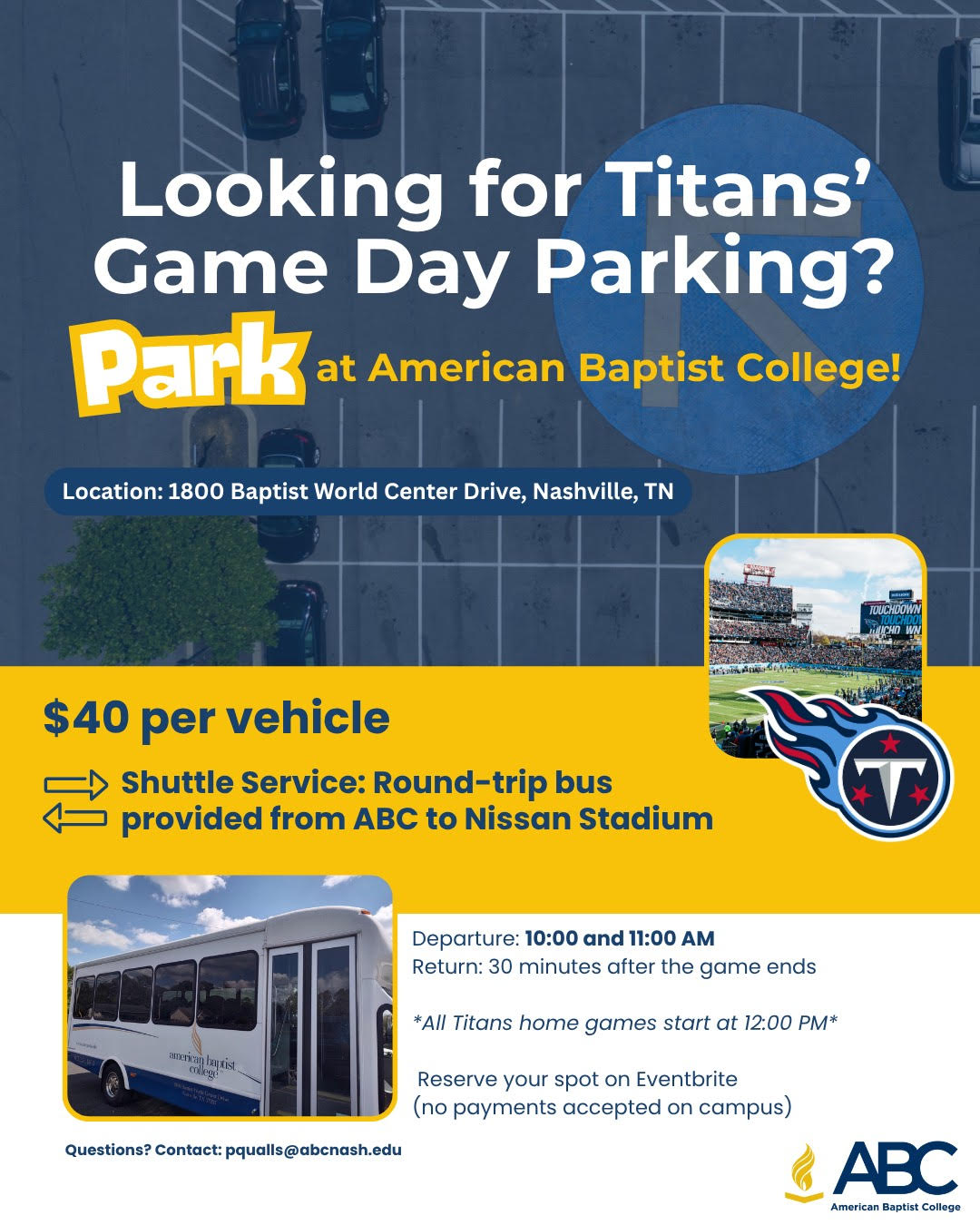 Titans Gameday Parking at ABC Titans Gameday Parking at ABC